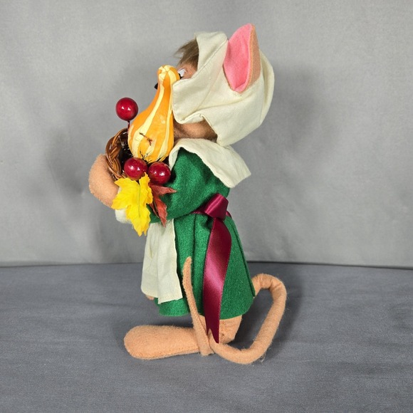 Annalee Thanksgiving Pilgrim Mice Pair Cornucopia Boy Girl Doll Figurines 2008 - Picture 4 of 13